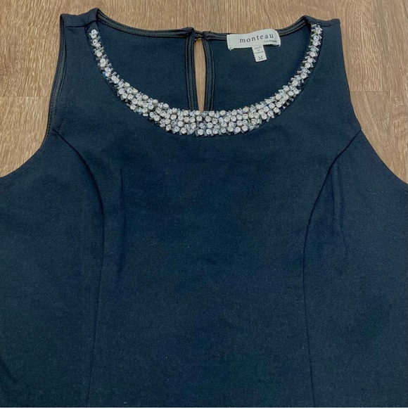 Elegant Little Black Dress with Rhinestone Beaded Neckline Medium - Picture 7 of 13